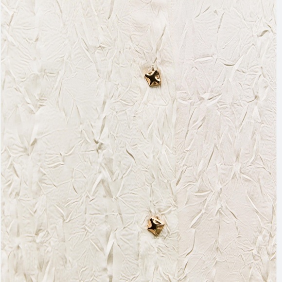 Zara shirt top button up long sleeve women m Wrinkled Look - Picture 3 of 9